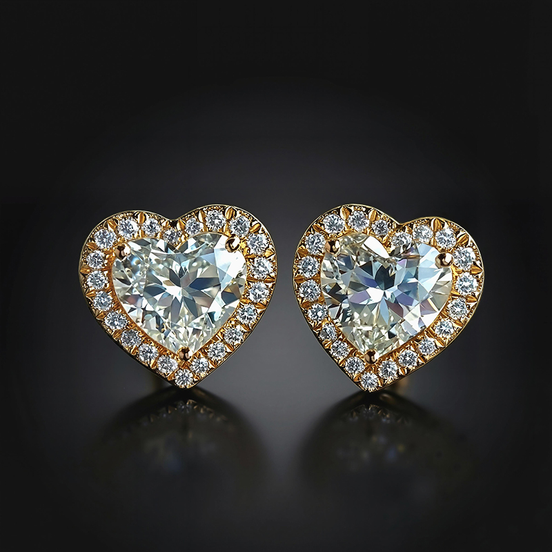 4Ct Heart-shaped Halo Stud Earrings