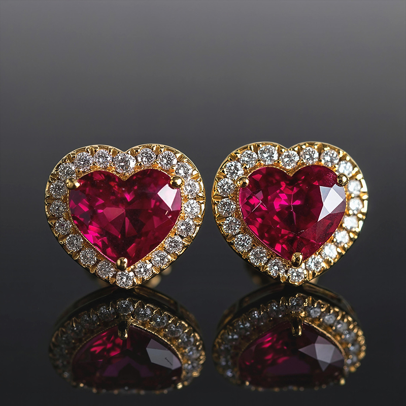 4Ct Heart-shaped Halo Stud Earrings