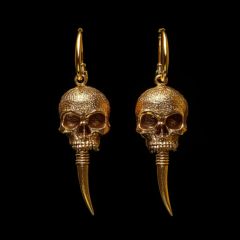 Skull Wolf Tooth Drop Earrings