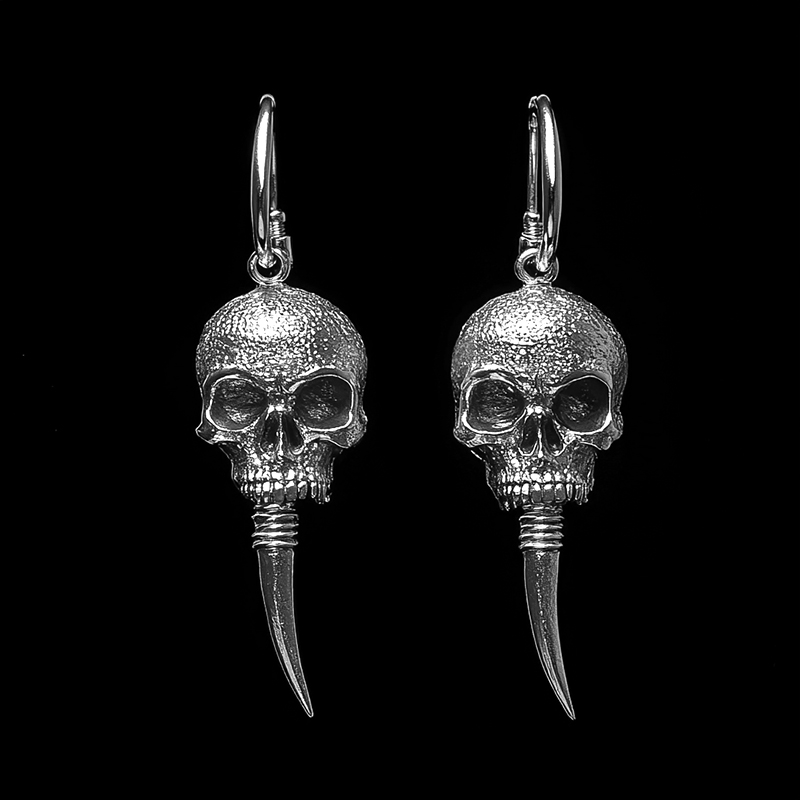 Skull Wolf Tooth Drop Earrings