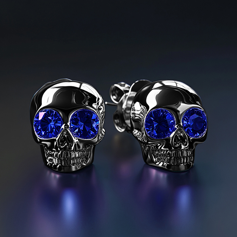 Diamond Skull Stud Earrings