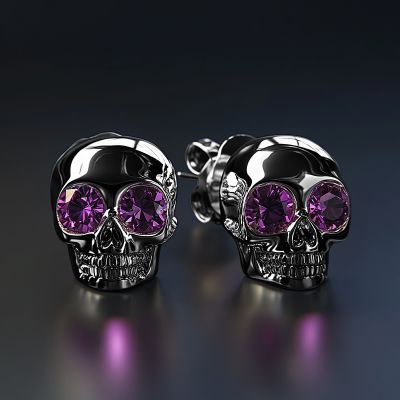 Diamond Skull Stud Earrings