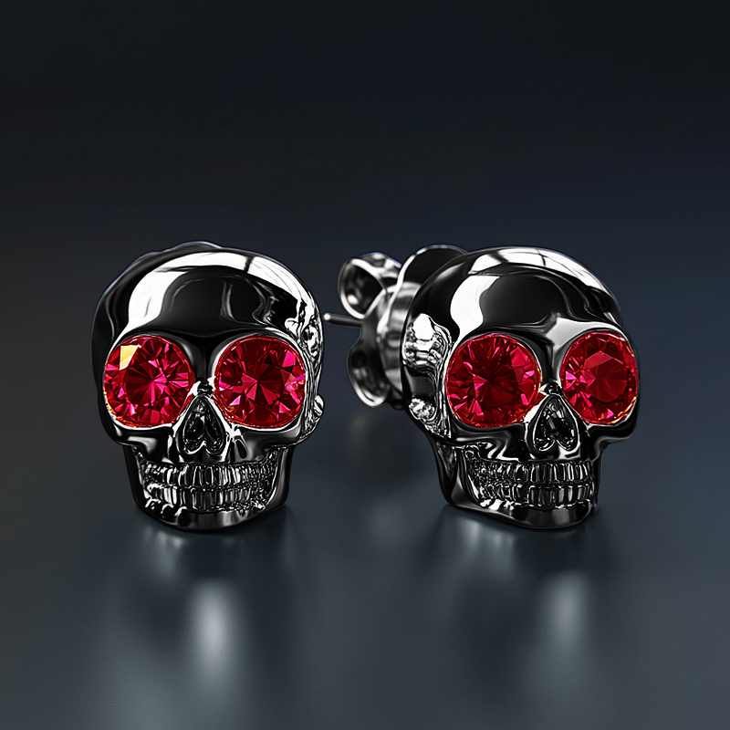 Diamond Skull Stud Earrings