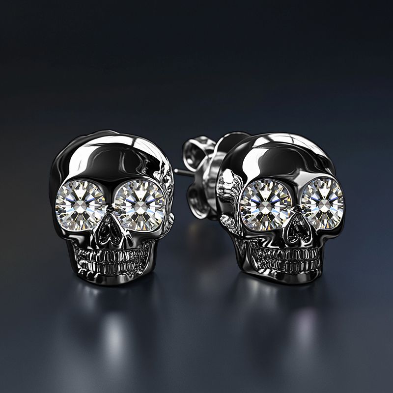 Diamond Skull Stud Earrings