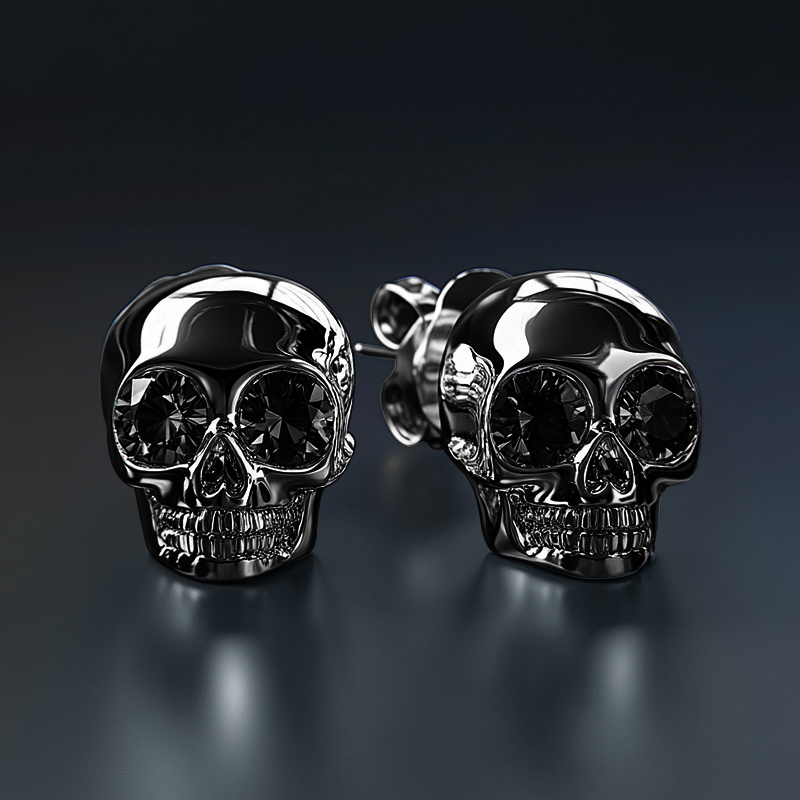 Diamond Skull Stud Earrings