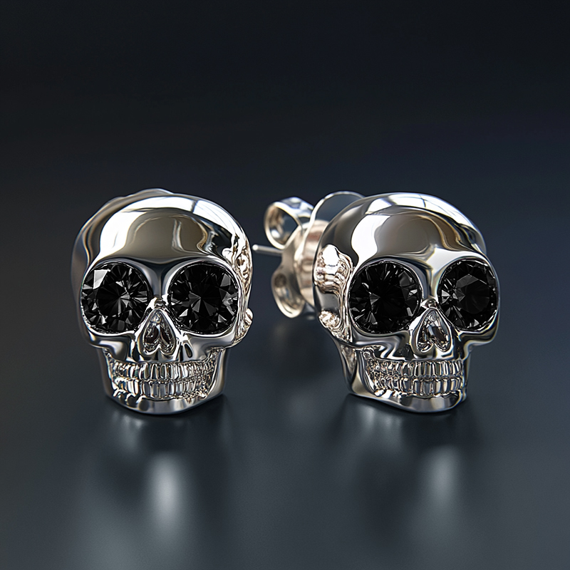 Diamond Skull Stud Earrings