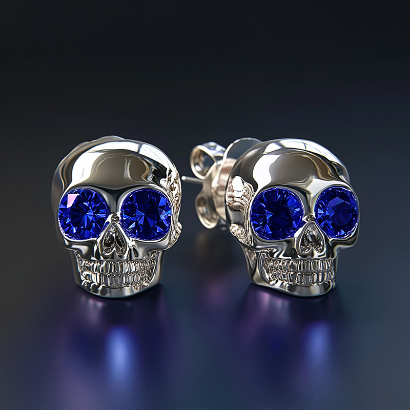 Diamond Skull Stud Earrings