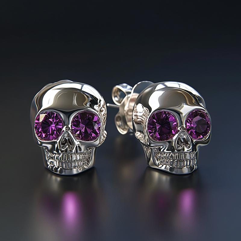 Diamond Skull Stud Earrings