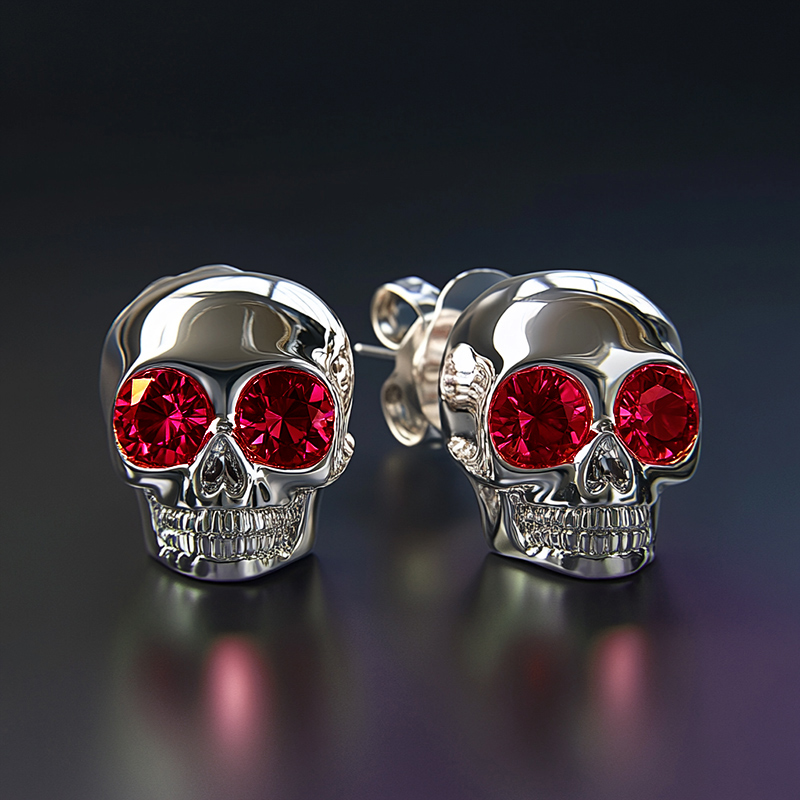 Diamond Skull Stud Earrings