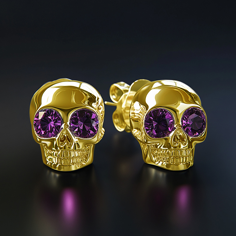 Diamond Skull Stud Earrings