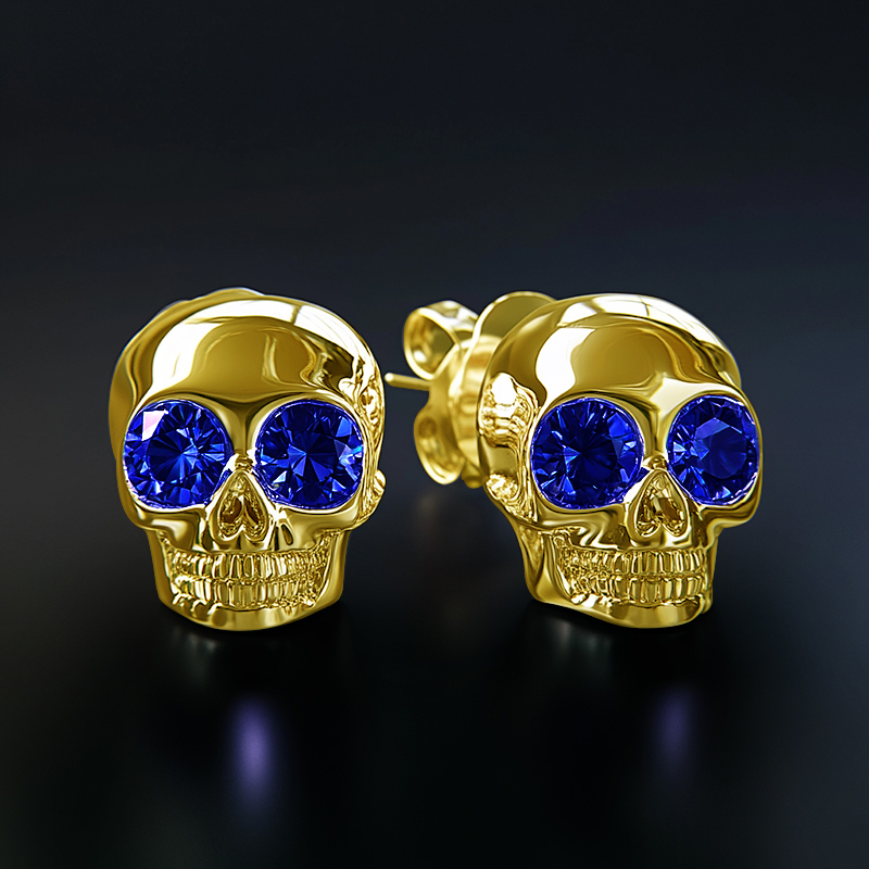 Diamond Skull Stud Earrings