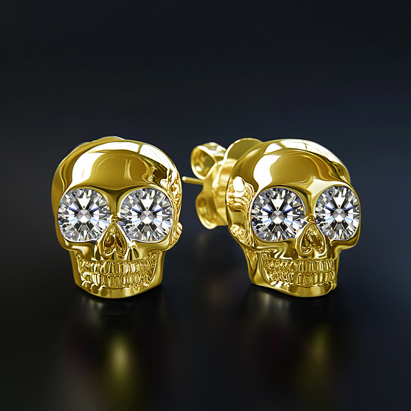 Diamond Skull Stud Earrings