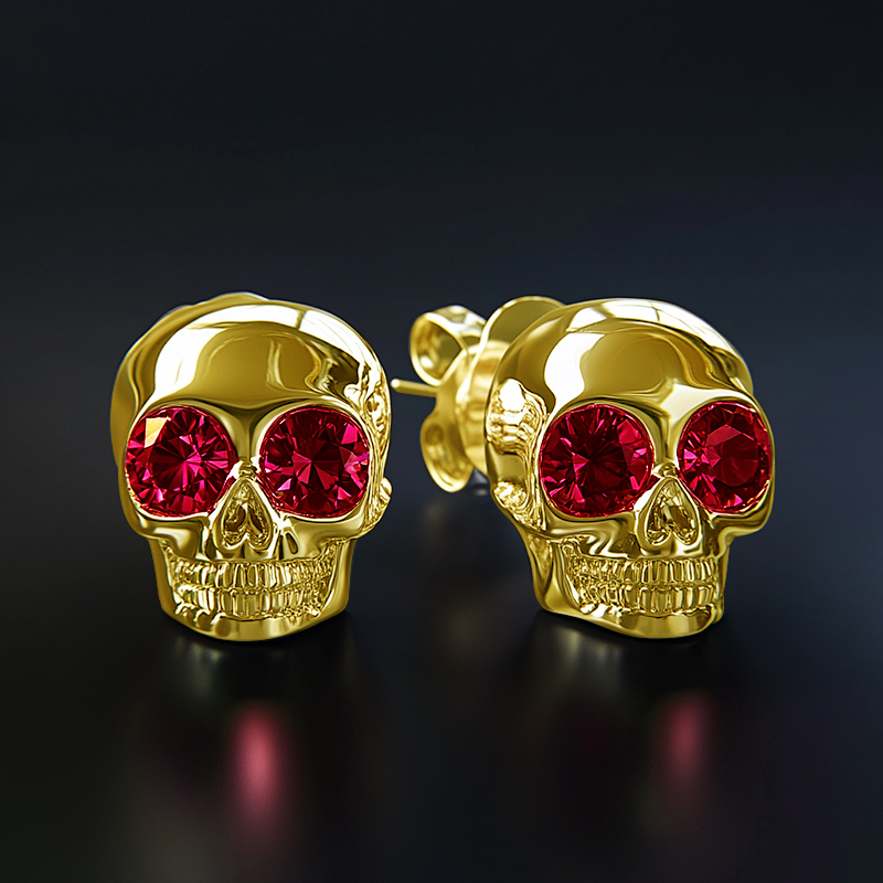 Diamond Skull Stud Earrings