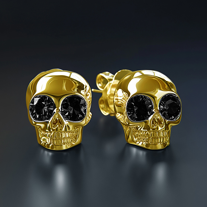 Diamond Skull Stud Earrings