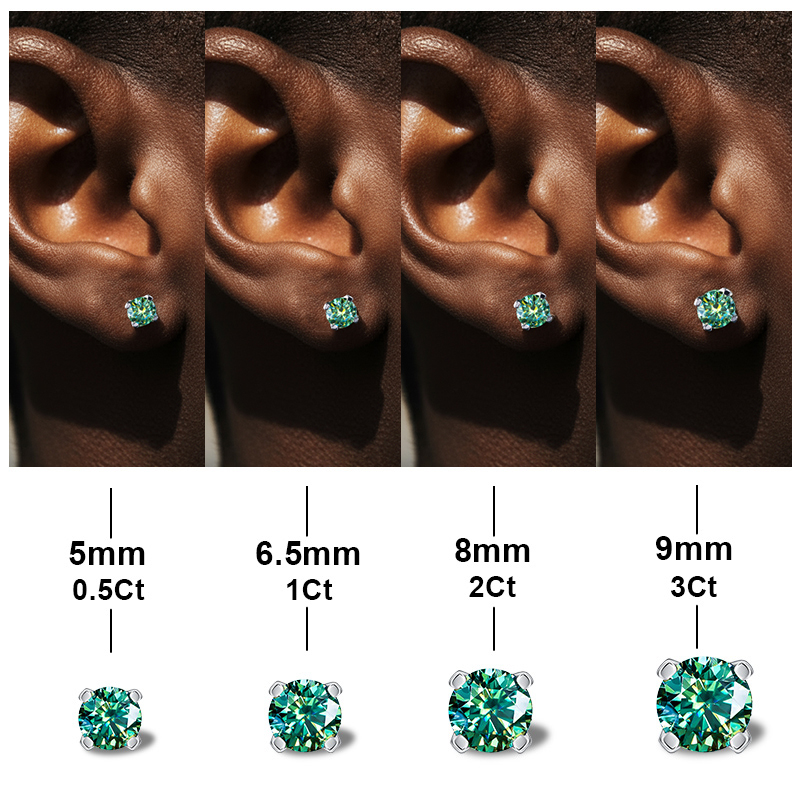 0.5Ct/1Ct/2Ct/3Ct Moissanite Light Blue Brilliant Round Cut Stud Earrings in S925 Silver 0.5Ct/1Ct/2Ct/3Ct Moissanite Light Blue Brilliant Round Cut Stud Earrings in S925 Silver