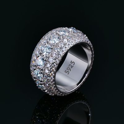 Moissanite Round Cut Band Ring in S925 Sterling Silver