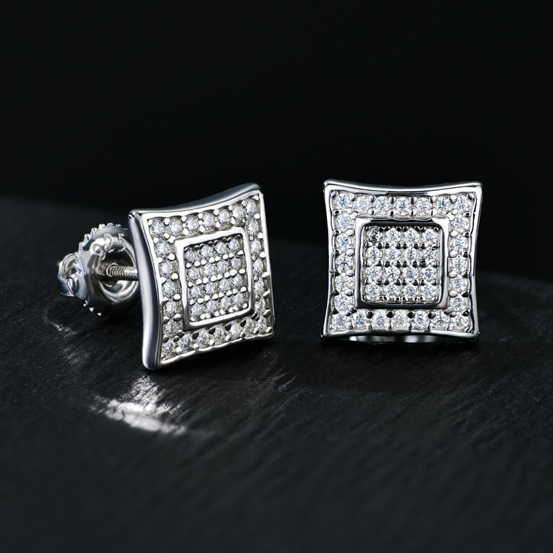 Moissanite Square Stud Earrings in S925 Sterling Silver