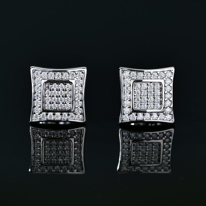 Moissanite Square Stud Earrings in S925 Sterling Silver