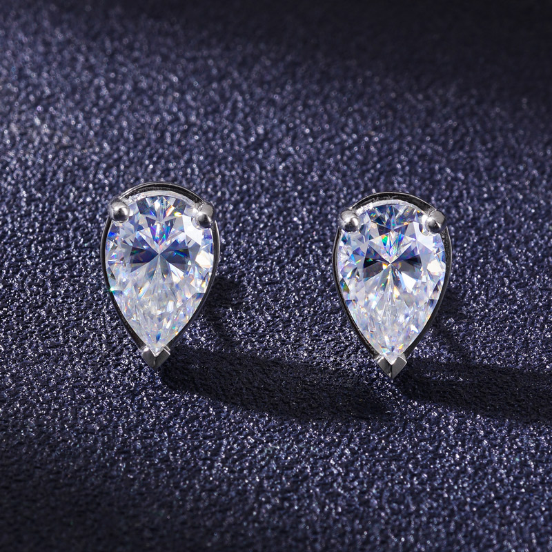 8CTW Moissanite Pear Cut Stud Earrings in S925 Silver