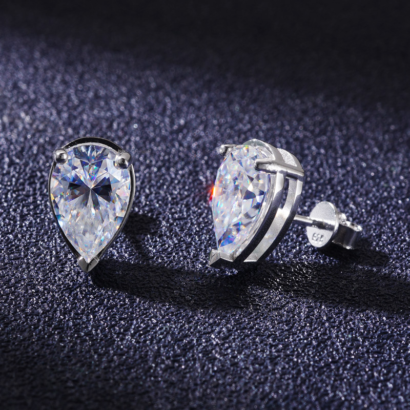 8CTW Moissanite Pear Cut Stud Earrings in S925 Silver