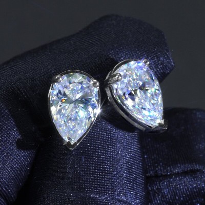 8CTW Moissanite Pear Cut Stud Earrings in S925 Silver