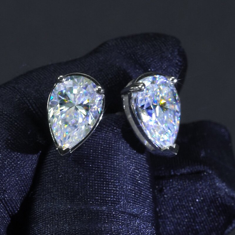 8CTW Moissanite Pear Cut Stud Earrings in S925 Silver