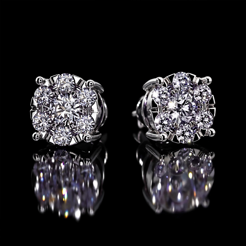 Moissanite Brilliant Round Cut Cluster Stud Earrings in S925 Sterling Silver