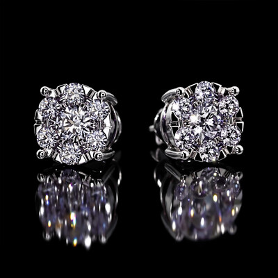 Moissanite Brilliant Round Cut Cluster Stud Earrings in S925 Sterling Silver