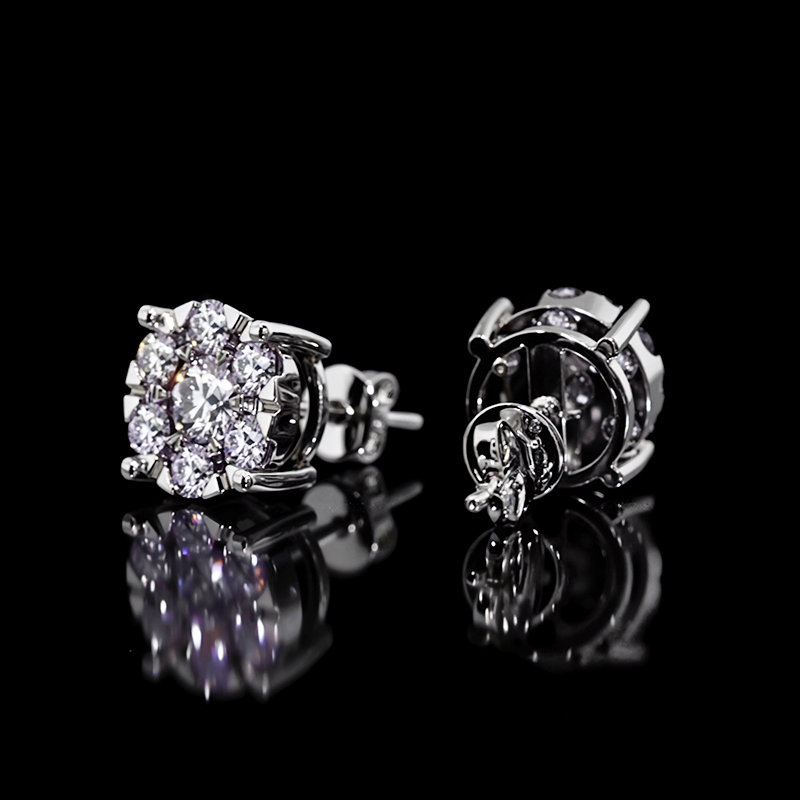 Moissanite Brilliant Round Cut Cluster Stud Earrings in S925 Sterling Silver