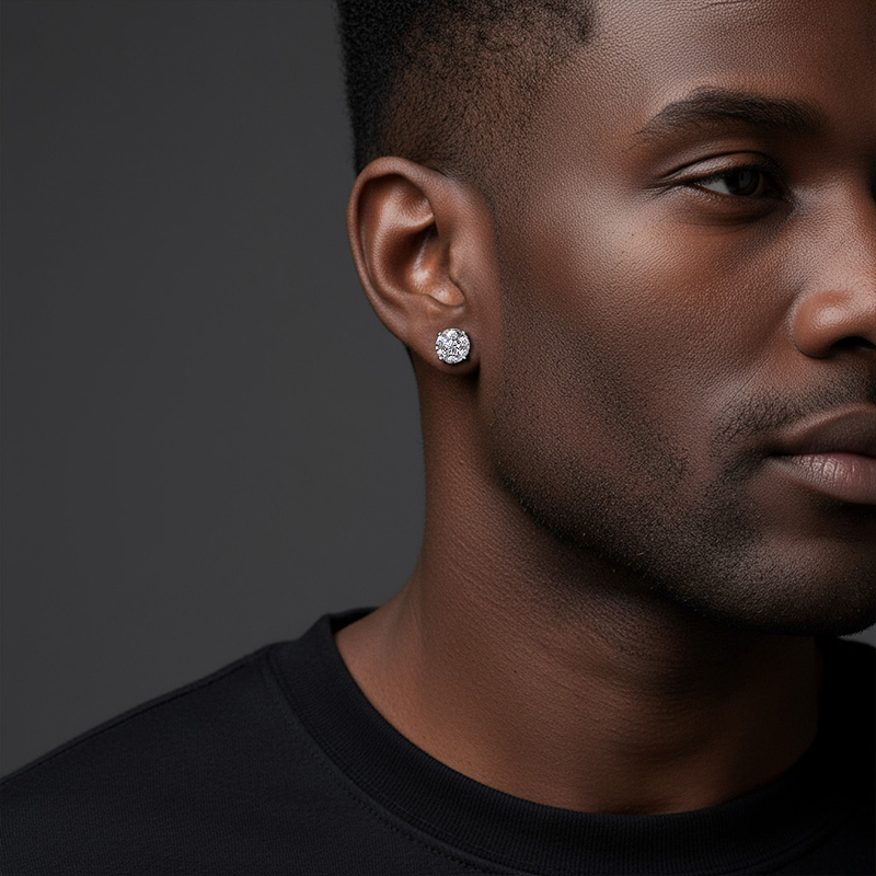 Moissanite Brilliant Round Cut Cluster Stud Earrings in S925 Sterling Silver