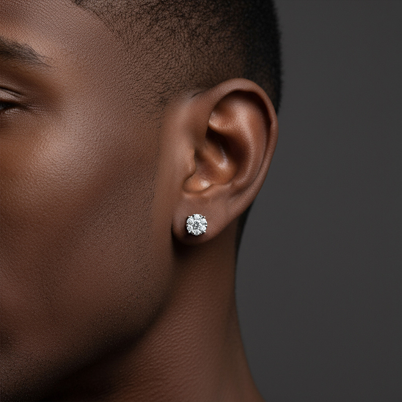 Moissanite Brilliant Round Cut Cluster Stud Earrings in S925 Sterling Silver