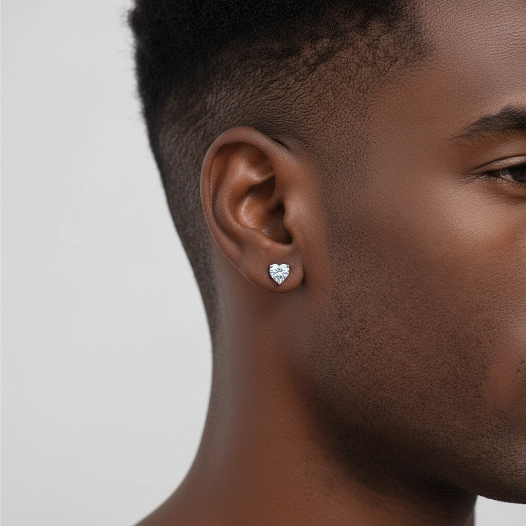 925S & VVS Moissanite 0.3Ct/0.5Ct/0.8Ct/1Ct Heart Cut Stud Earrings