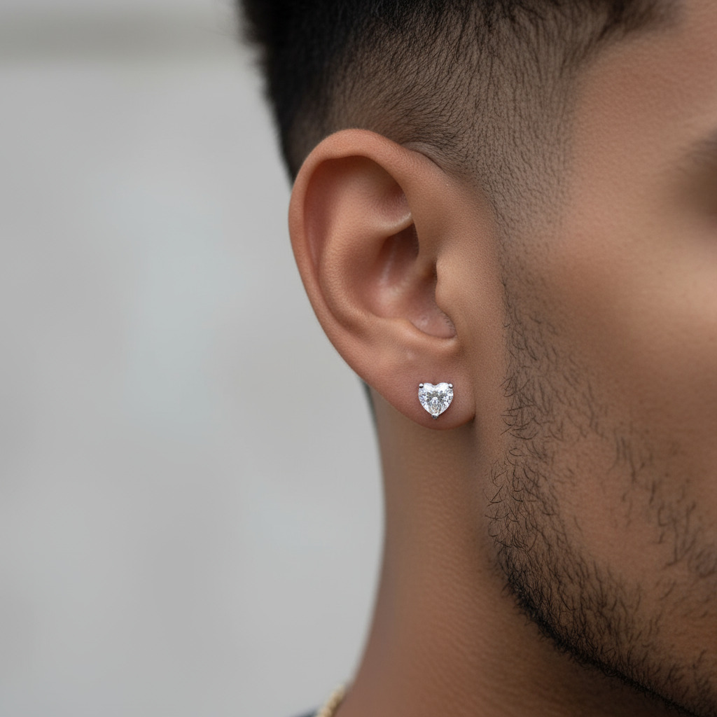 925S & VVS Moissanite 0.3Ct/0.5Ct/0.8Ct/1Ct Heart Cut Stud Earrings