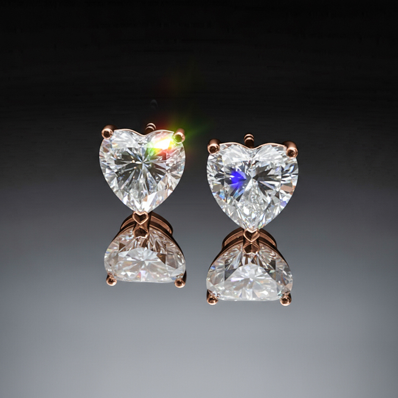 925S & VVS Moissanite 0.3Ct/0.5Ct/0.8Ct/1Ct Heart Cut Stud Earrings