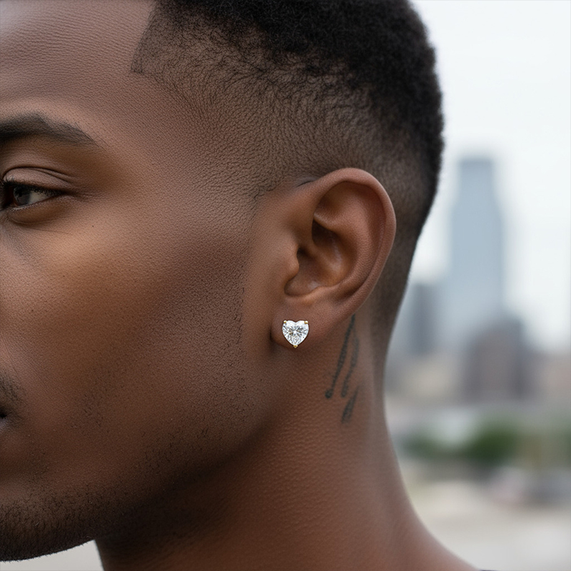 925S & VVS Moissanite 0.3Ct/0.5Ct/0.8Ct/1Ct Heart Cut Stud Earrings