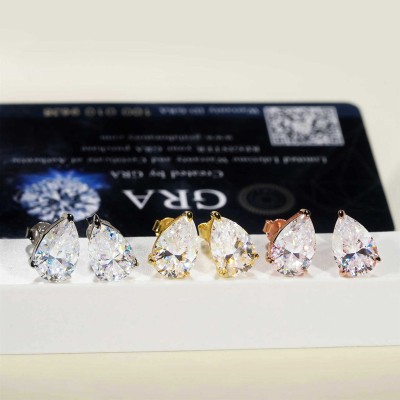 925S & VVS Moissanite 1Ct Pear Cut Stud Earrings