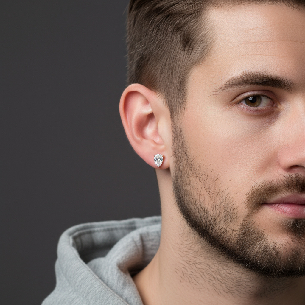 925S & VVS Moissanite 1Ct Pear Cut Stud Earrings