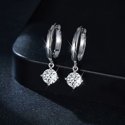 925S & VVS Moissanite 0.5Ct Brilliant Round Cut Earrings