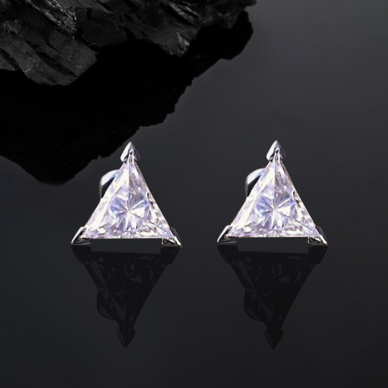 0.5 Carat Certified VVS1 Moissanite  Triangle Cut Earrings