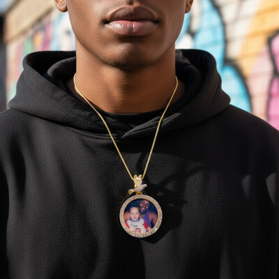 925S & VVS Moissanite Peace Dove Custom Picture Solid Pendant