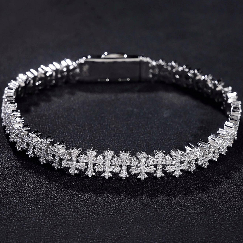 925S & VVS Moissanite Cross Bracelet