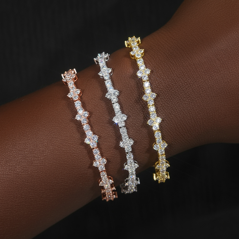 3mm 925S & VVS Moissanite Cross Tennis Bracelet