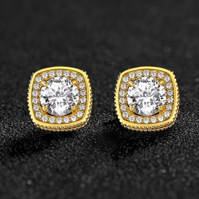 1Ct 925S & VVS Moissanite Cushion Cut Halo Stud Earrings