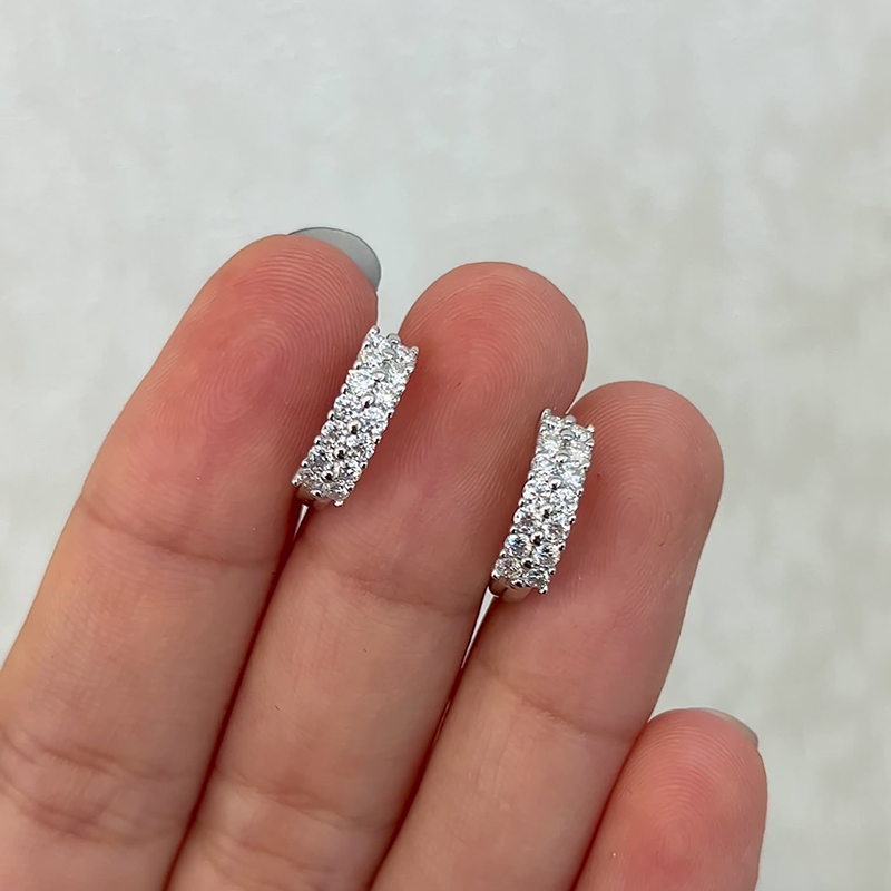 925S & VVS Moissanite 2-Row Hoops Earrings