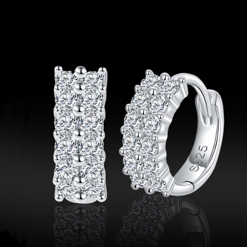 925S & VVS Moissanite 2-Row Hoops Earrings