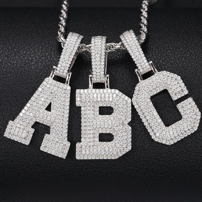 925S & VVS Moissanite Iced A-Z Letter Pendant