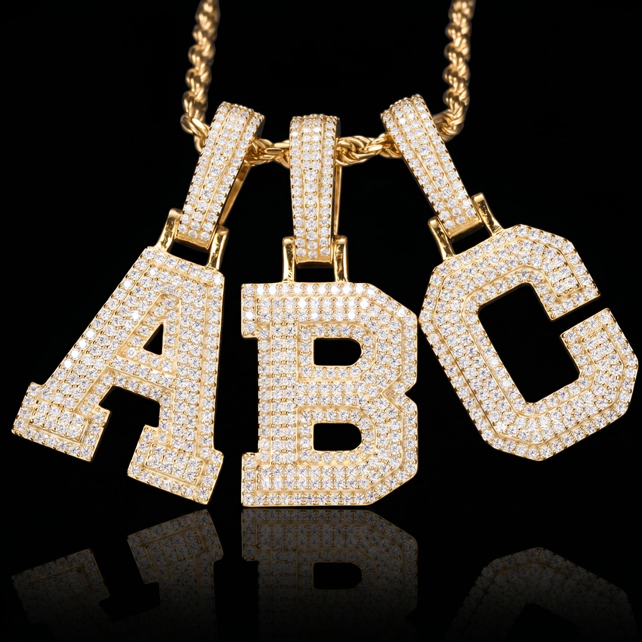 925 Silver & VVS1 Moissanite Iced A-Z Letter Pendant 925 Silver & VVS1 Moissanite Iced A-Z Letter Pendant