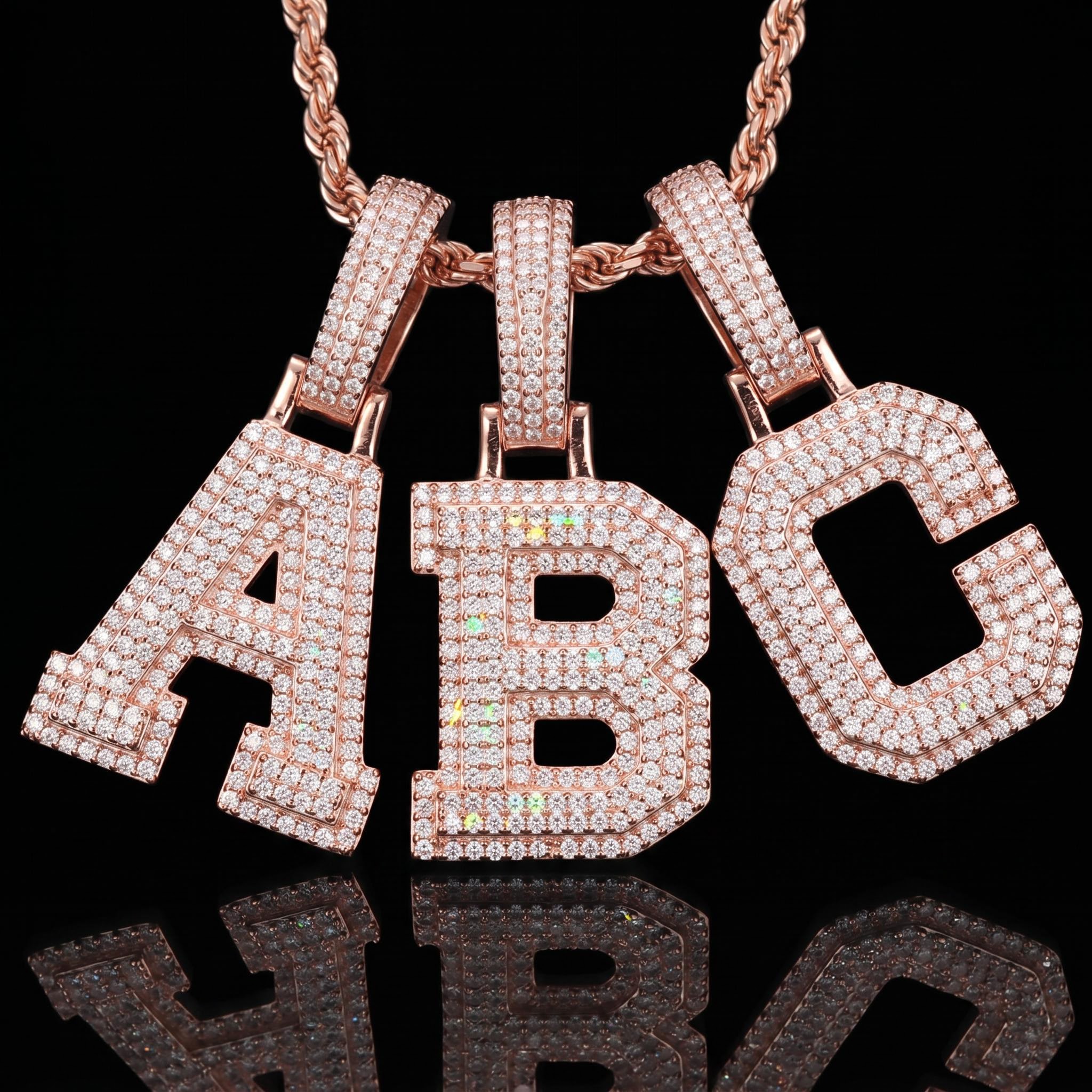 925 Silver & VVS1 Moissanite Iced A-Z Letter Pendant 925 Silver & VVS1 Moissanite Iced A-Z Letter Pendant