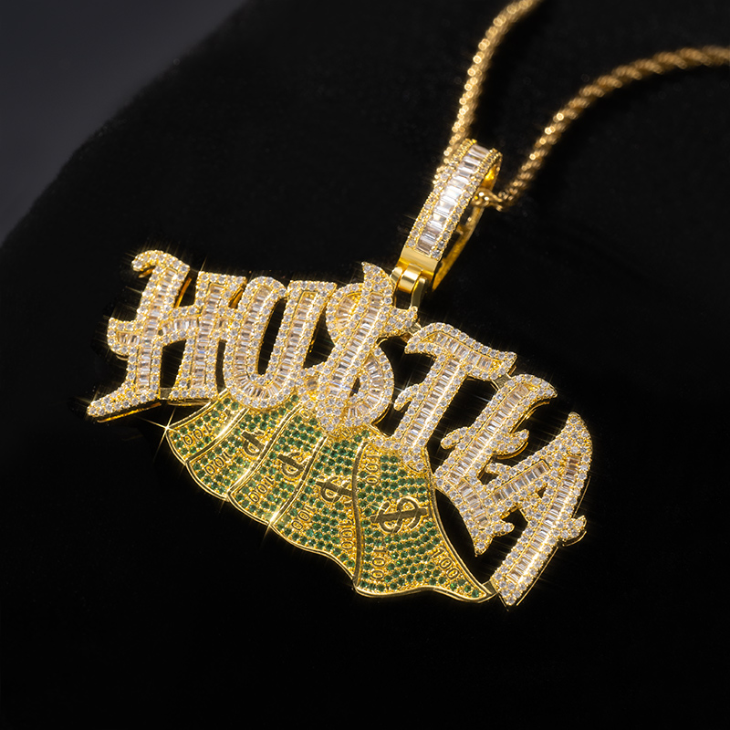 Iced Out Hustla Dollar Pendant