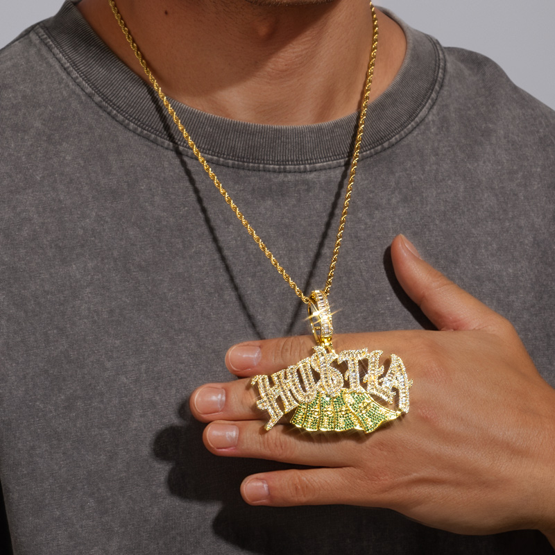 Iced Out Hustla Dollar Pendant